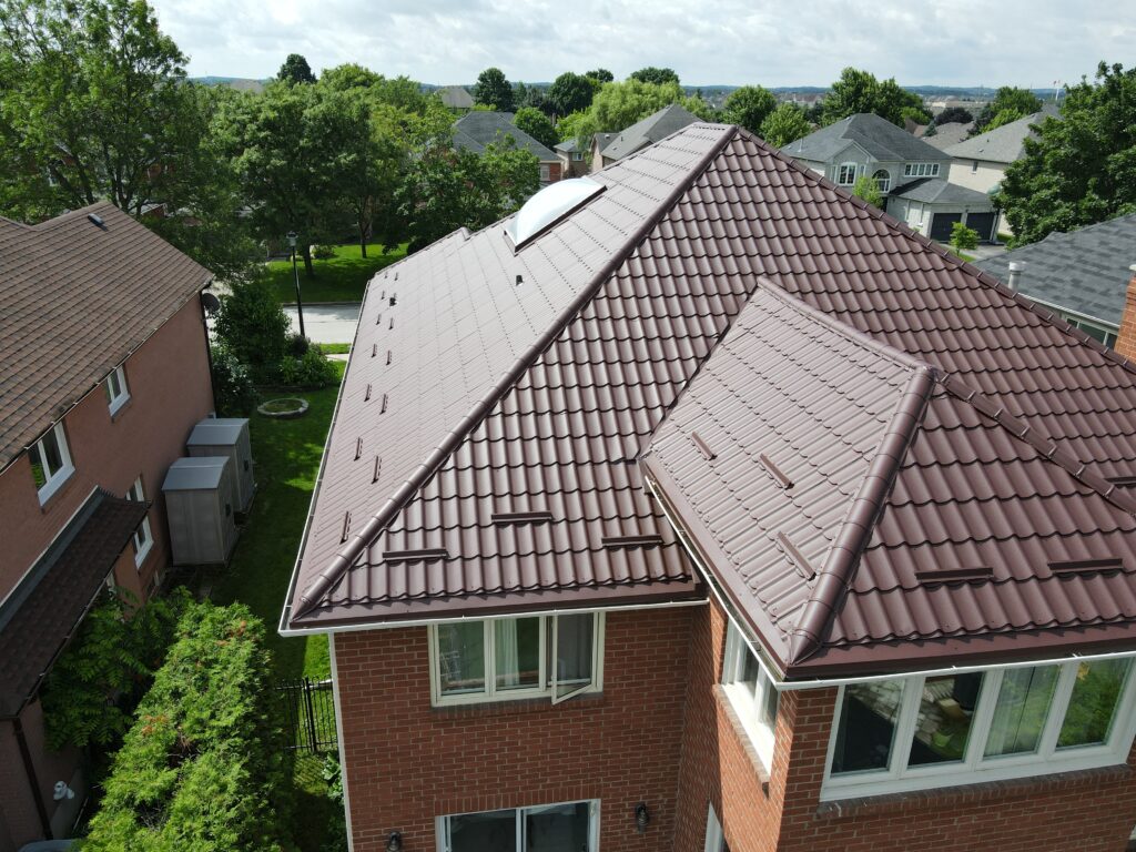 Brown roof, from the drone view of the Vaughan area