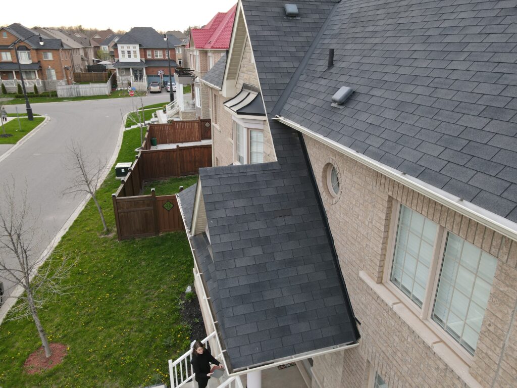 dark roof drone view